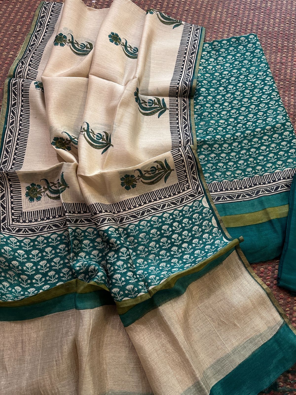 Premium Pure Tussar Silk Unstitched Set