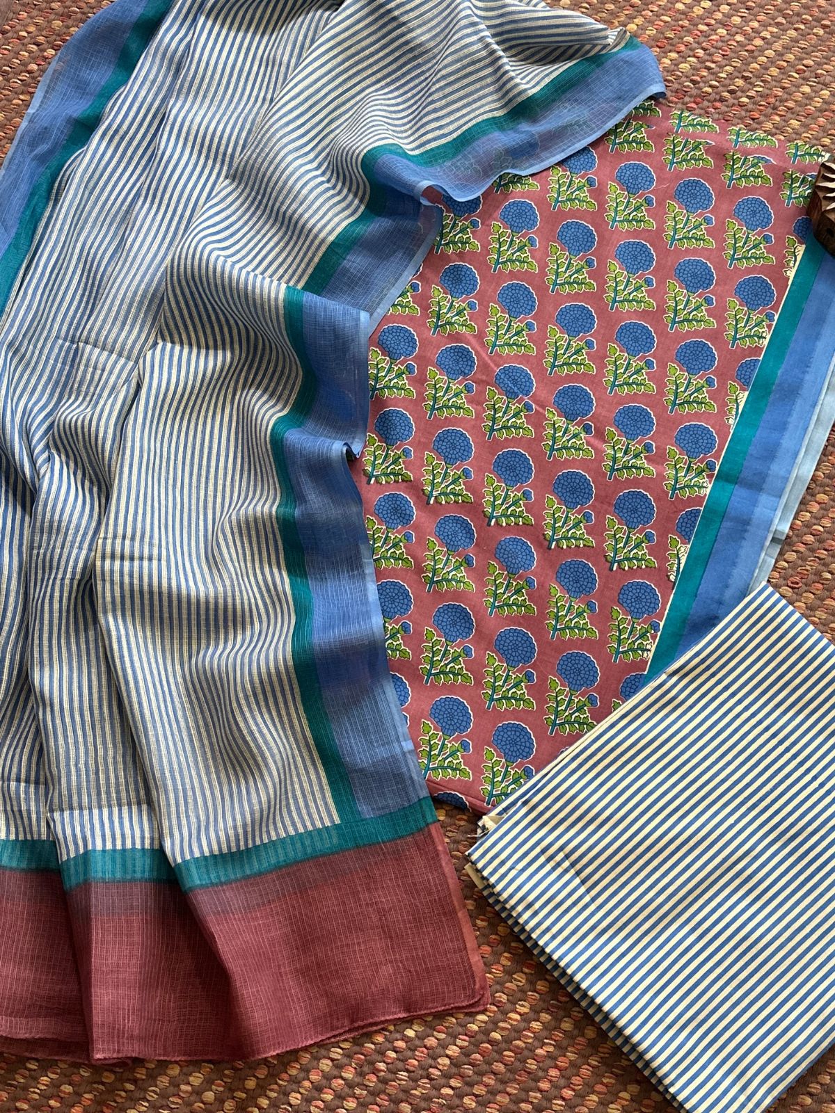 Pure Cotton Unstitched Set with Kota Dupatta