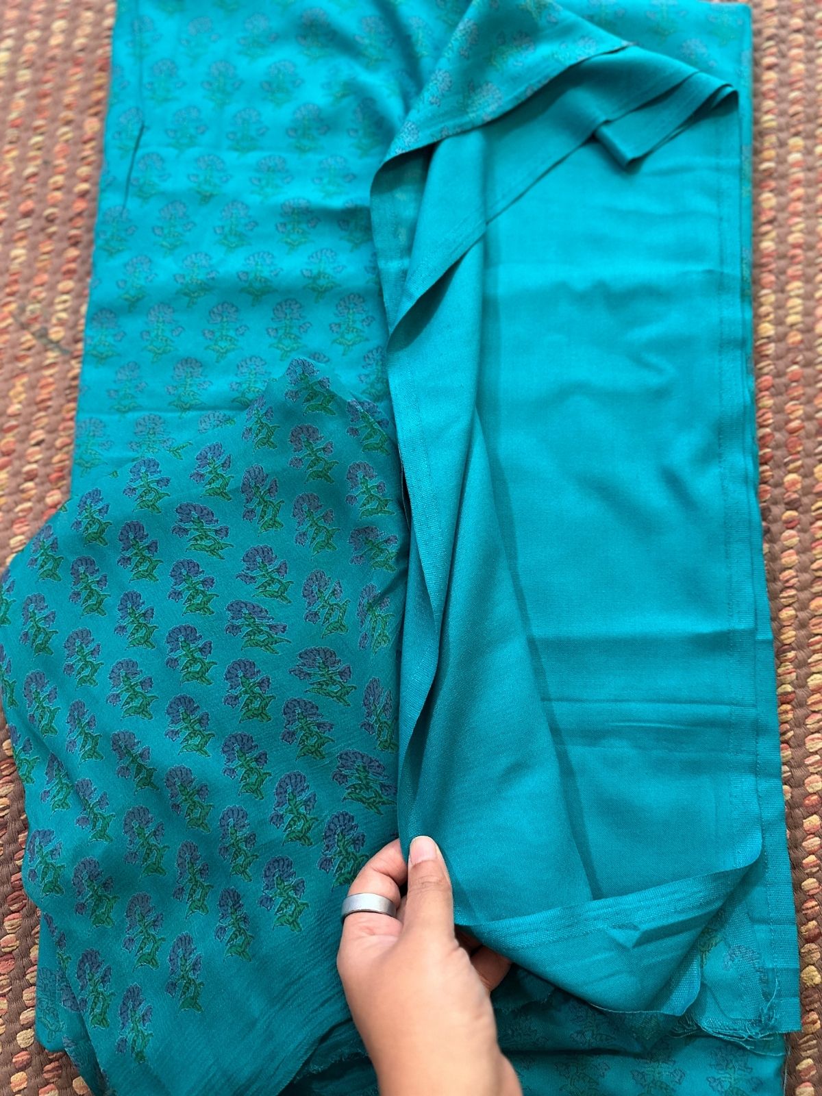 Spun Block Printed Unstitched Set