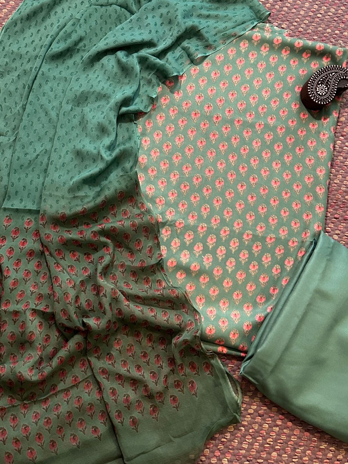 Spun Block Printed Unstitched Set