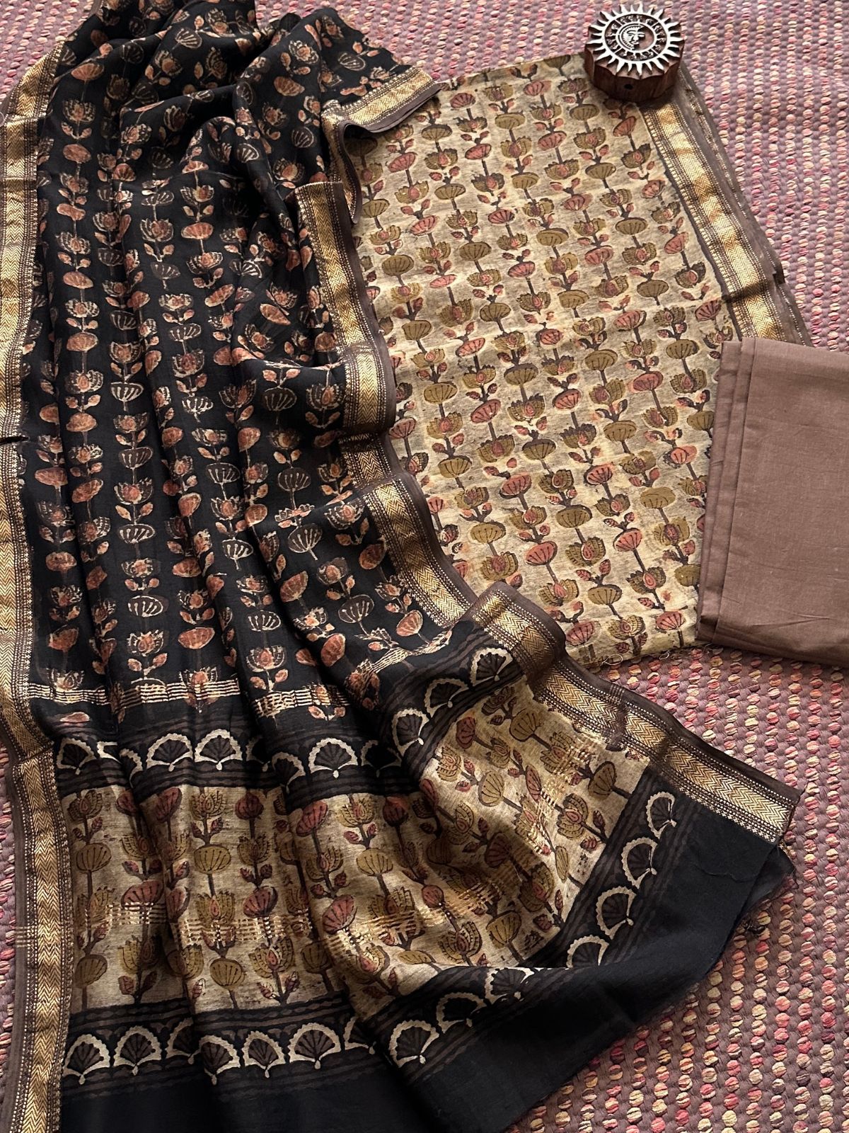 Vegetable Dyed Maheshwari Silk Unstitched Set