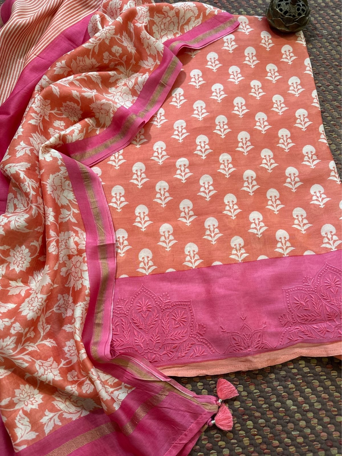 Premium Maheshwari Silk Unstitched Set
