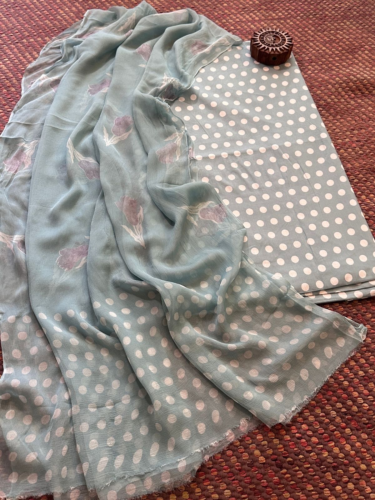 Pure Cotton Unstitched Set with Chiffon Dupatta