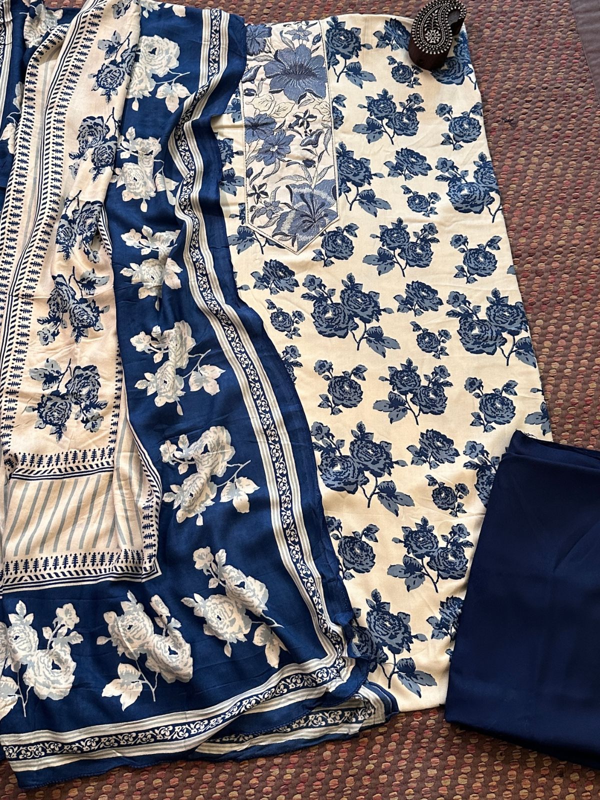 Spun Block Printed Unstitched Set