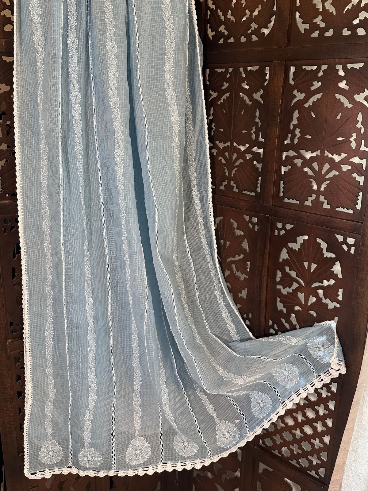 Kota Doria Hand Embroidered Chikankari Dupatta
