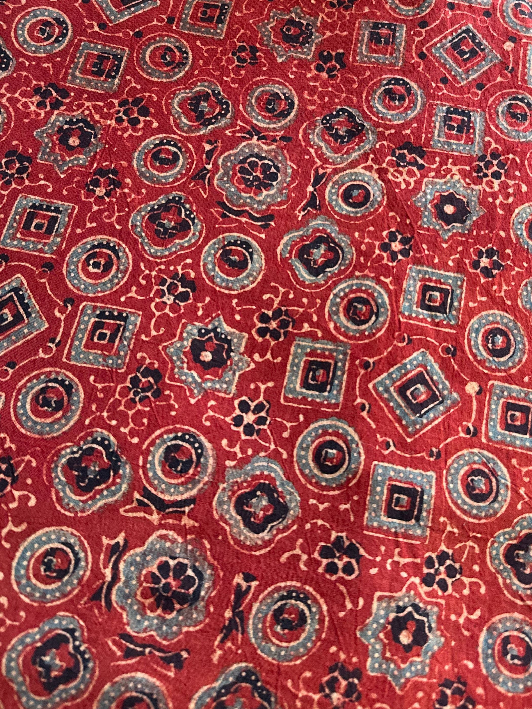 Pure Cotton Red Handblock Ajrakh Fabric
