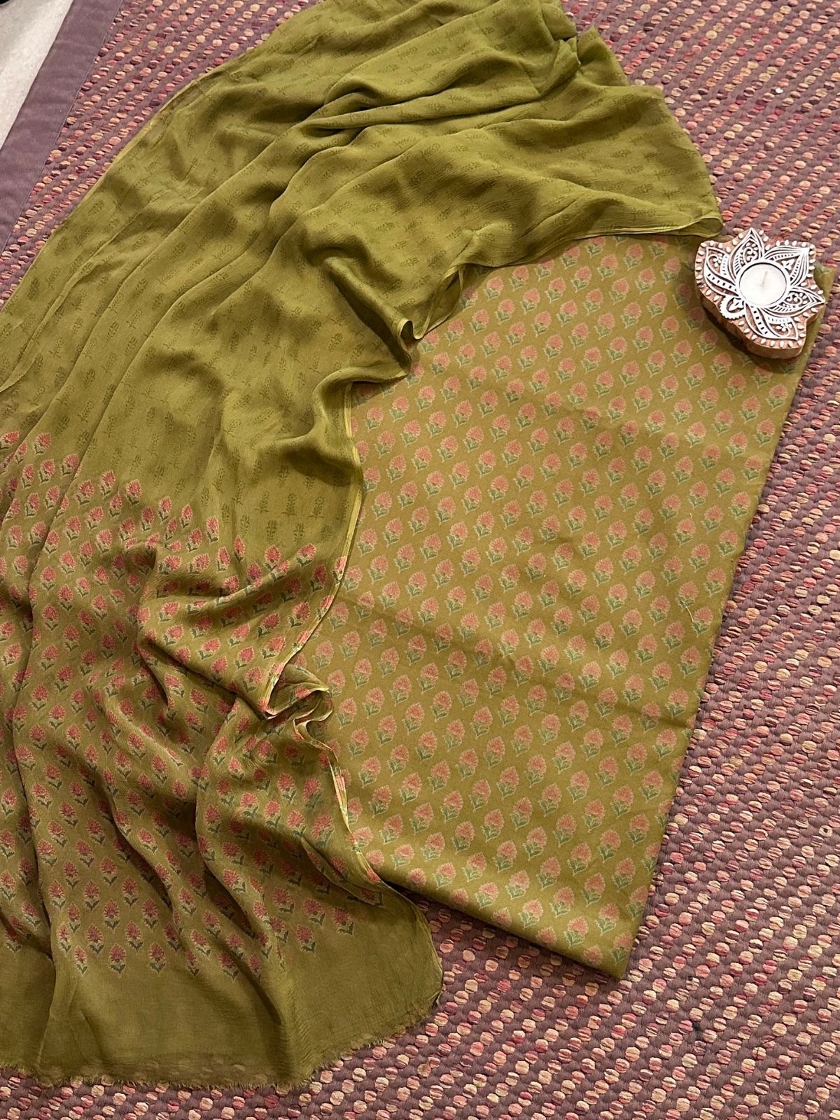 Spun Block Printed Unstitched Set