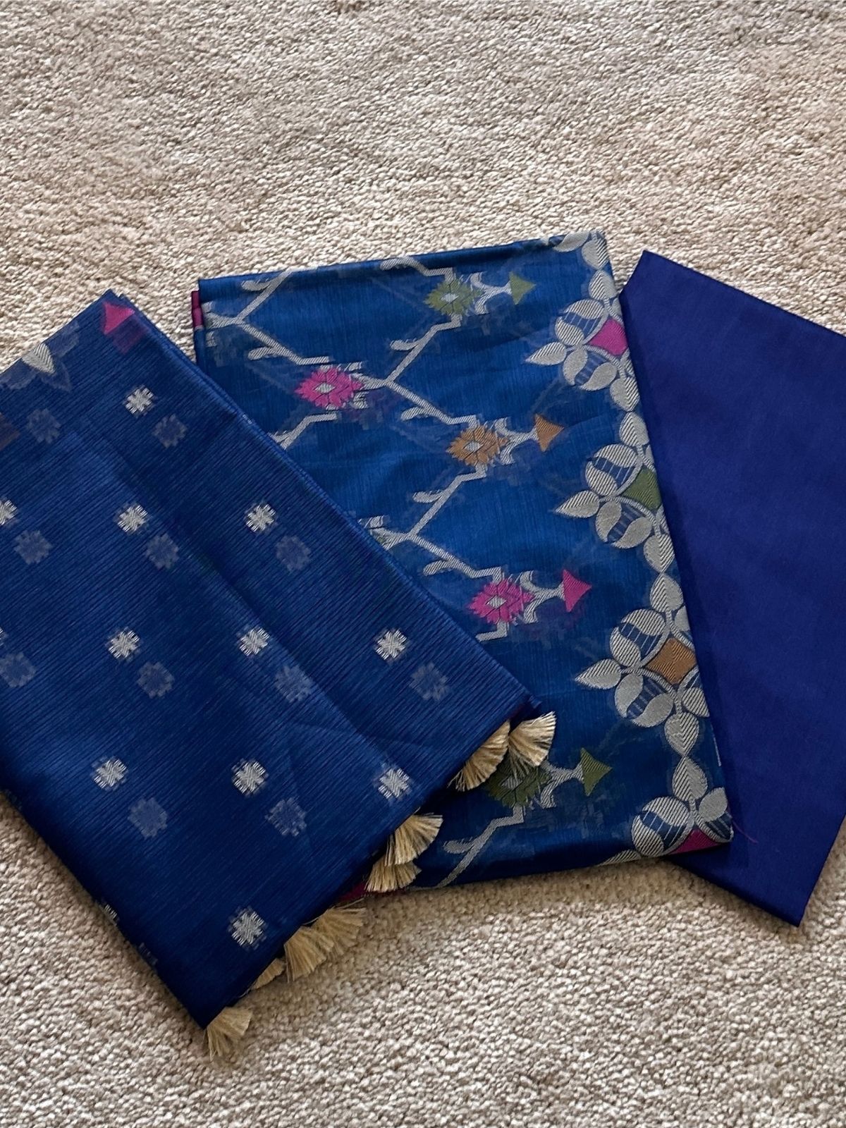 Blue Sapphire- Jamdani Cotton Unstitched Set