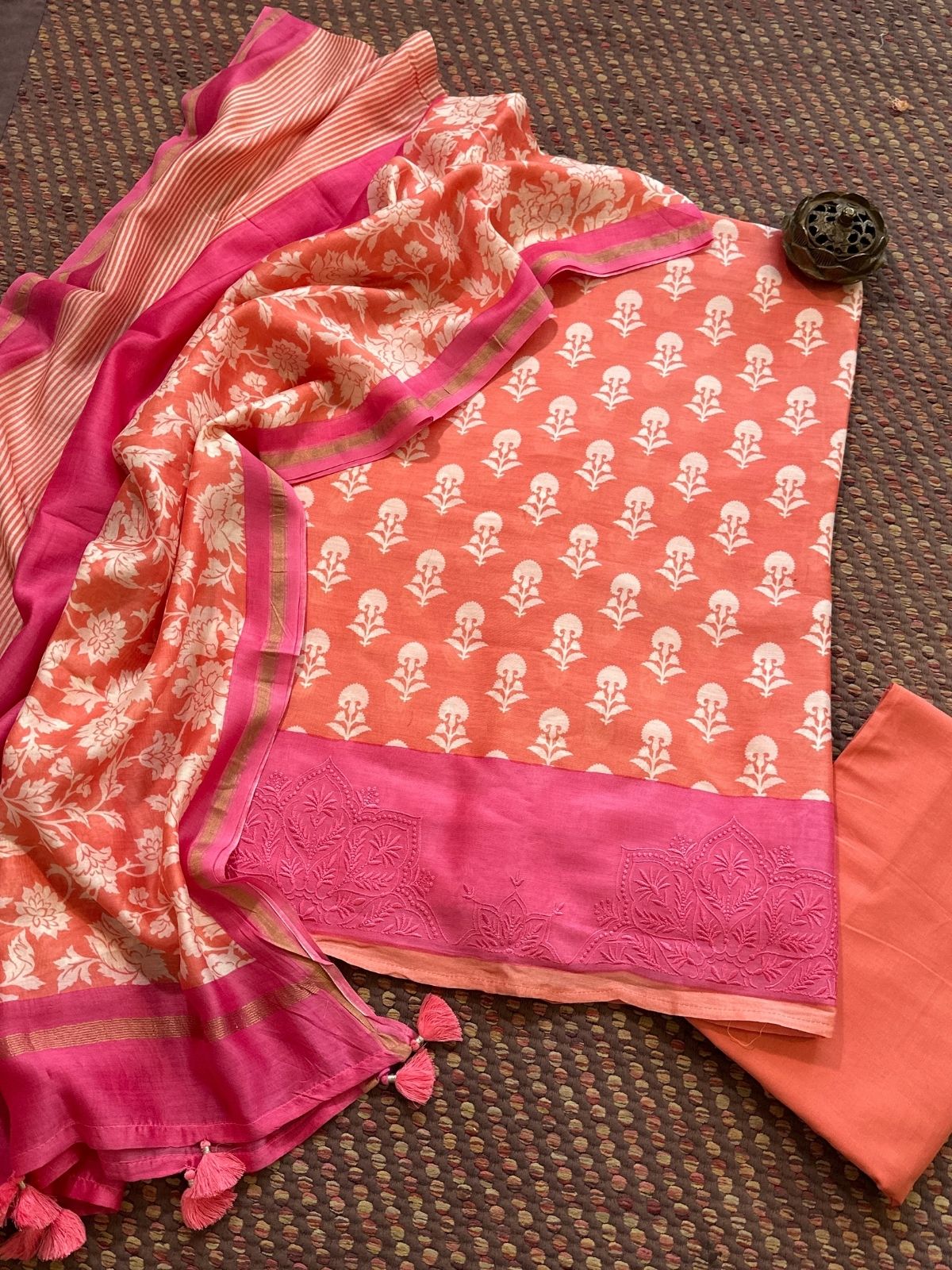 Premium Maheshwari Silk Unstitched Set