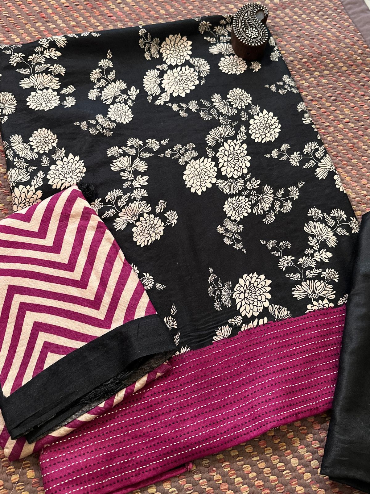 Spun Block Printed Unstitched Set