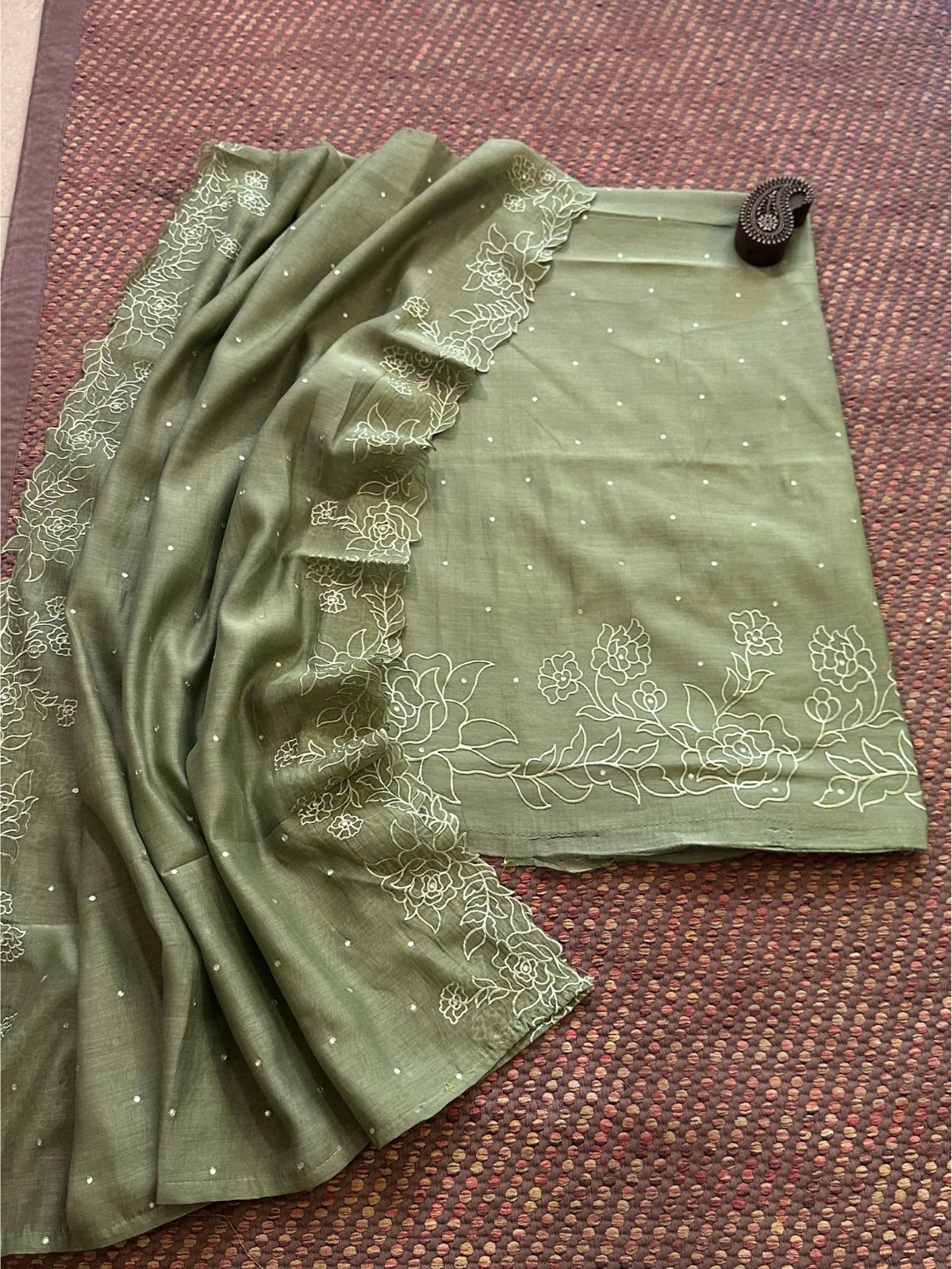 Malmal Maheshwari Silk Embroidered Unstitched Set