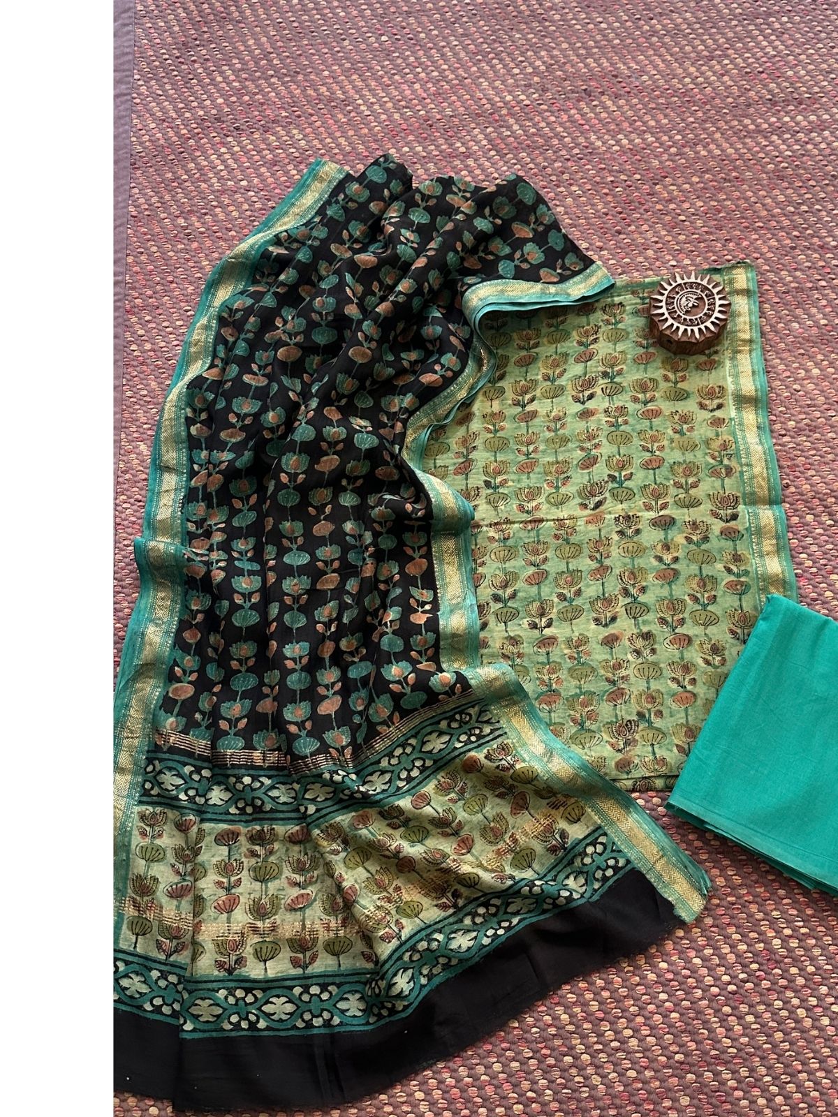Vegetable Dyed Maheshwari Silk Unstitched Set
