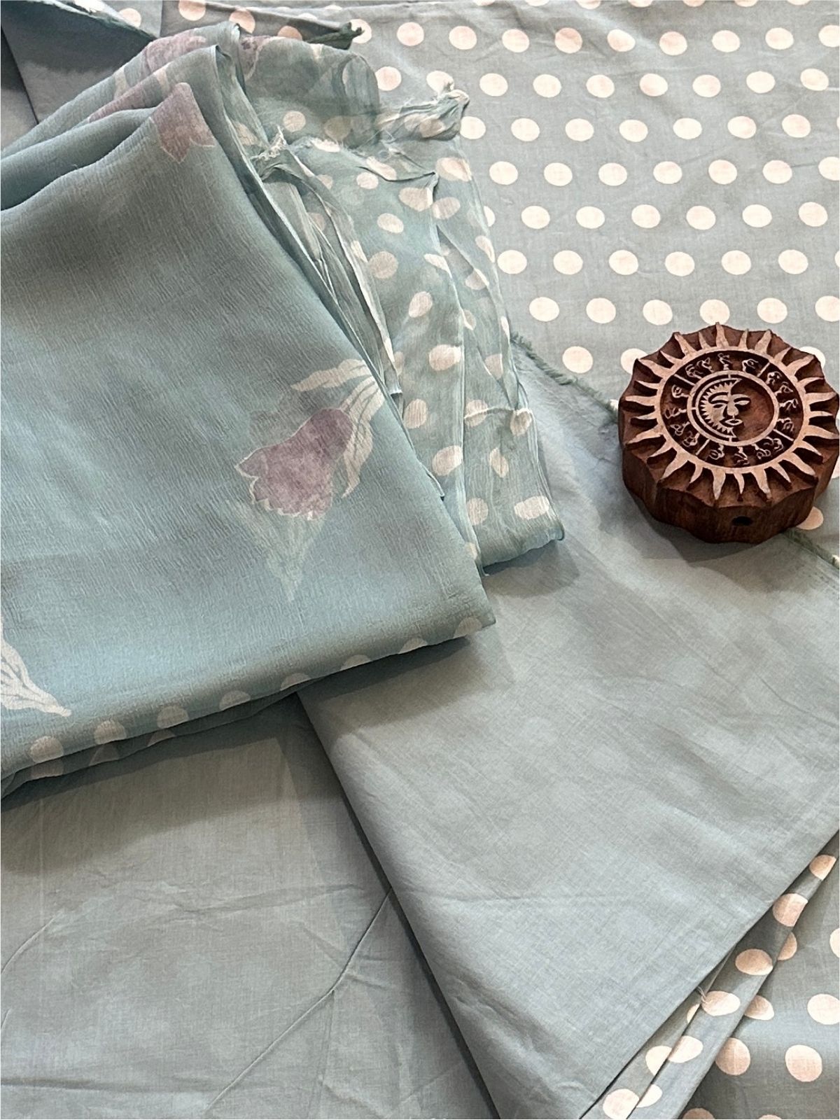 Pure Cotton Unstitched Set with Chiffon Dupatta