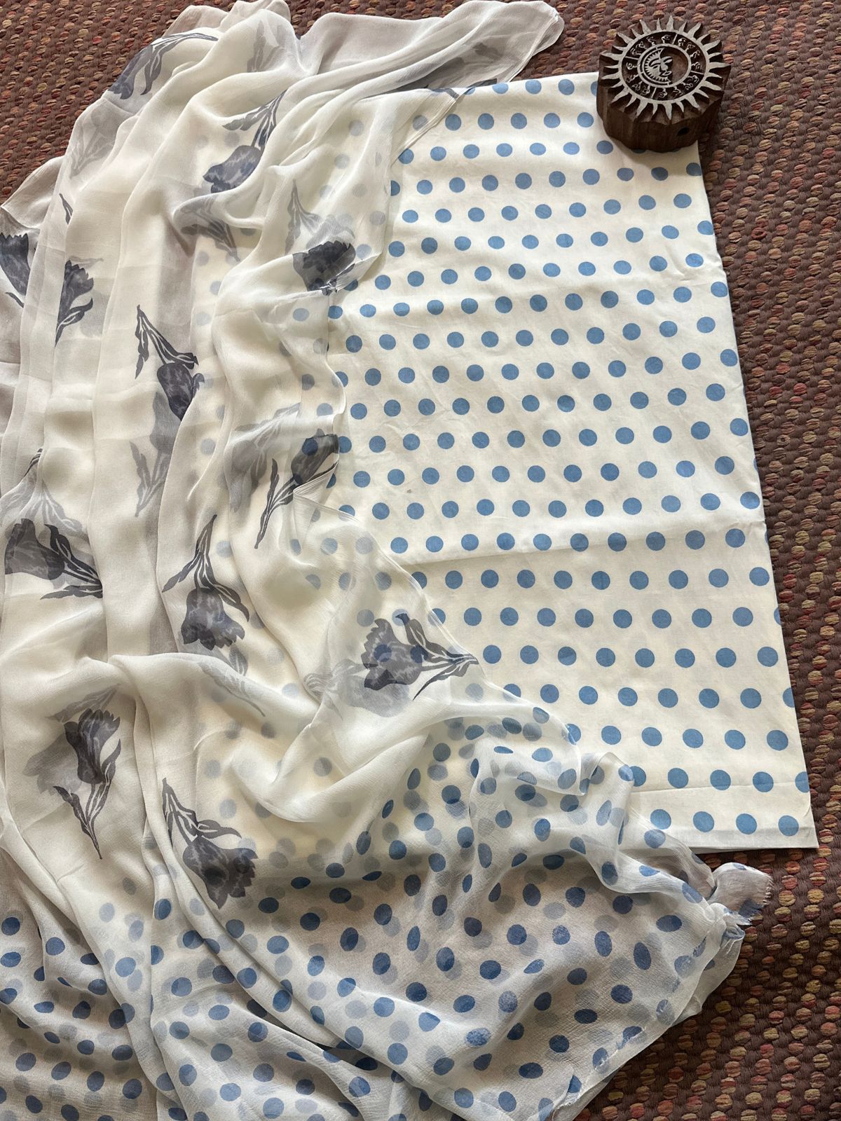 Pure Cotton Unstitched Set with Chiffon Dupatta