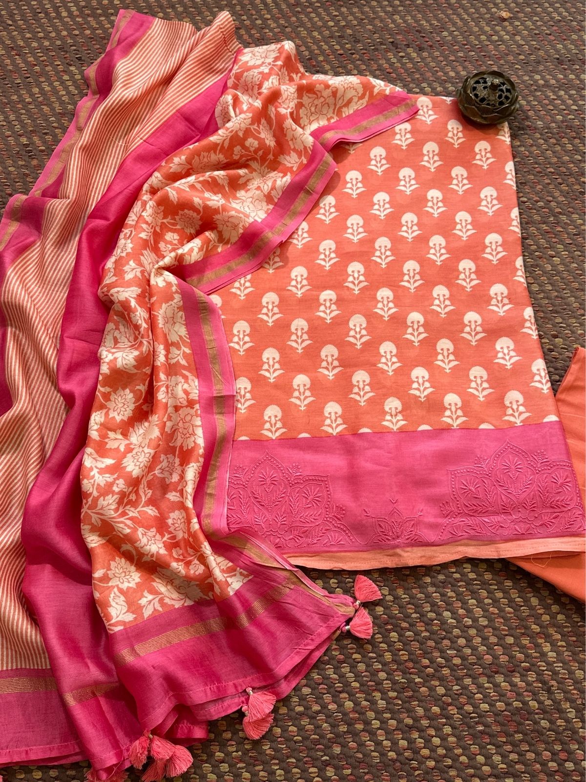 Premium Maheshwari Silk Unstitched Set