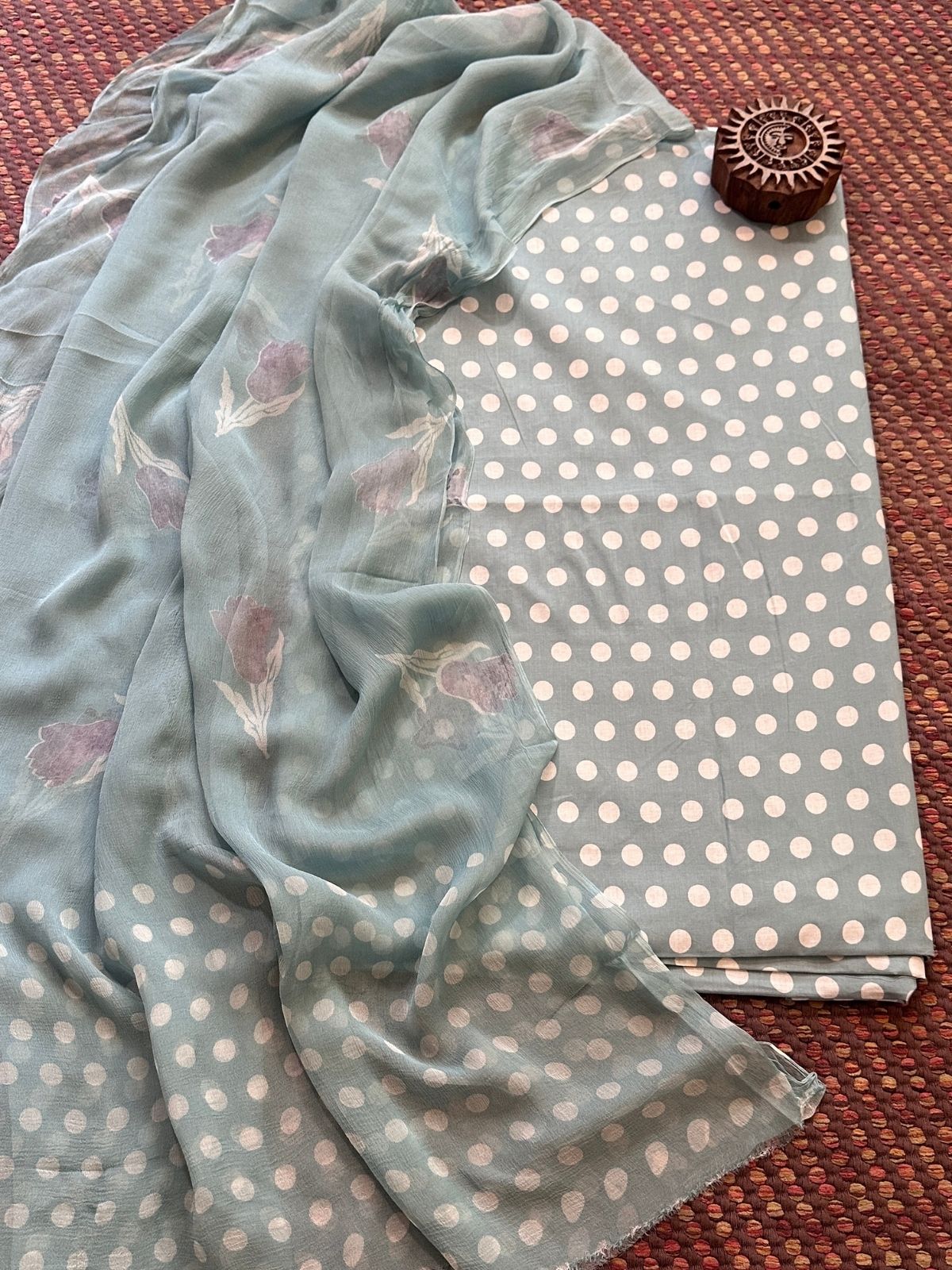 Pure Cotton Unstitched Set with Chiffon Dupatta
