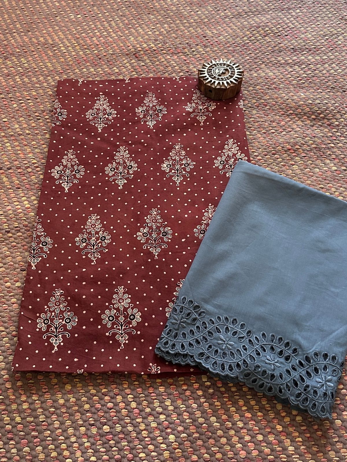 Ajrak Cotton Malmal Unstitched Set