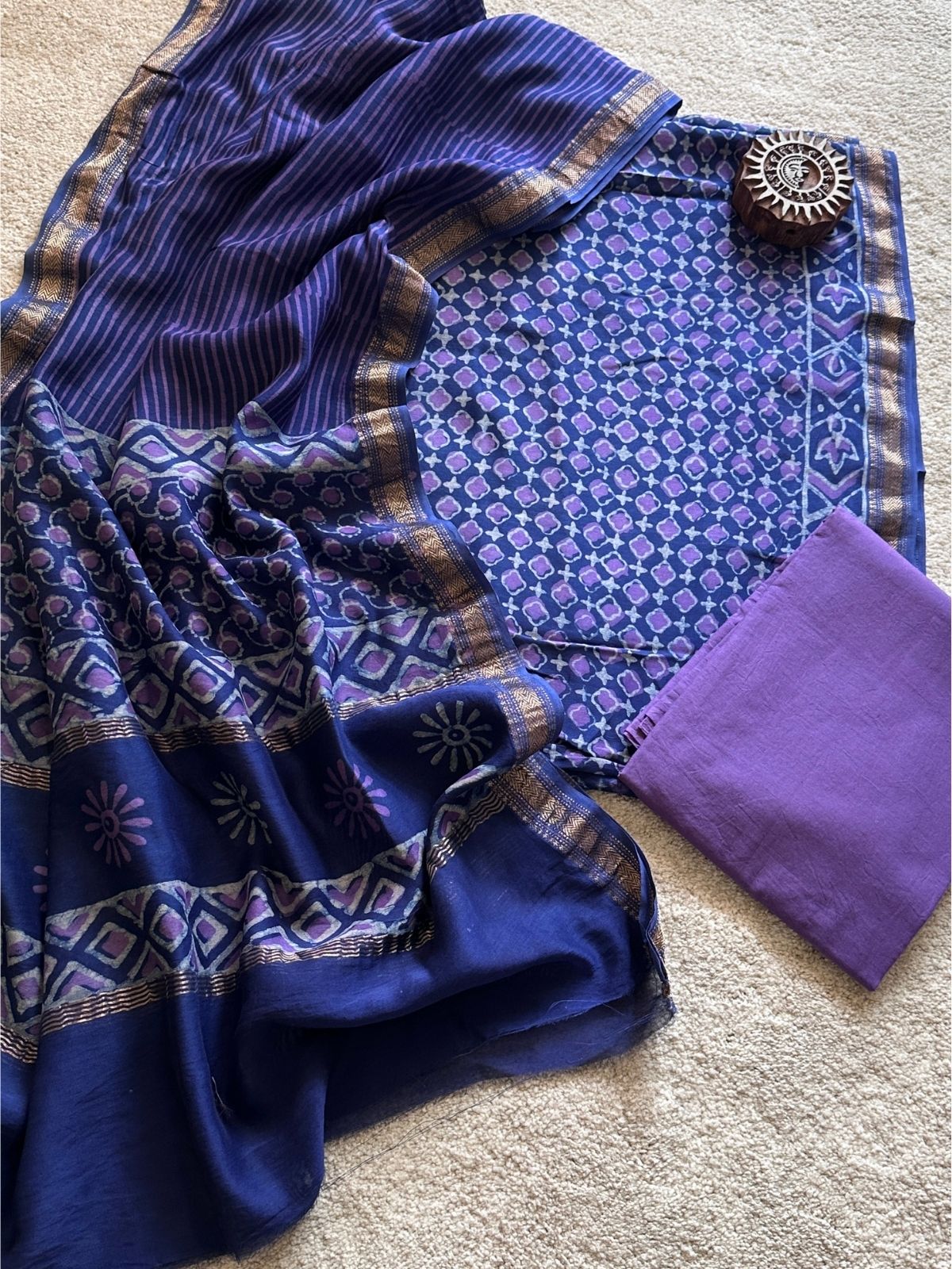 Purple Song - Maheshwari Silk Unstitched Set