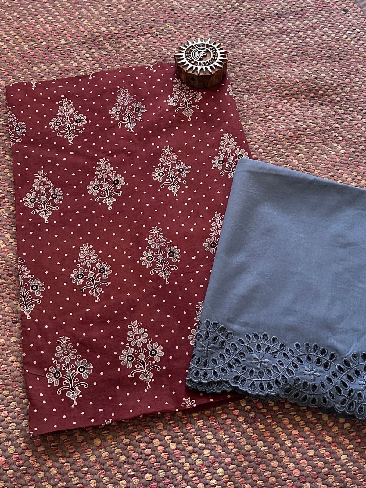 Ajrak Cotton Malmal Unstitched Set