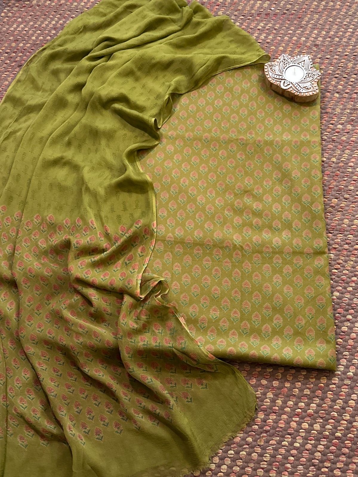 Spun Block Printed Unstitched Set