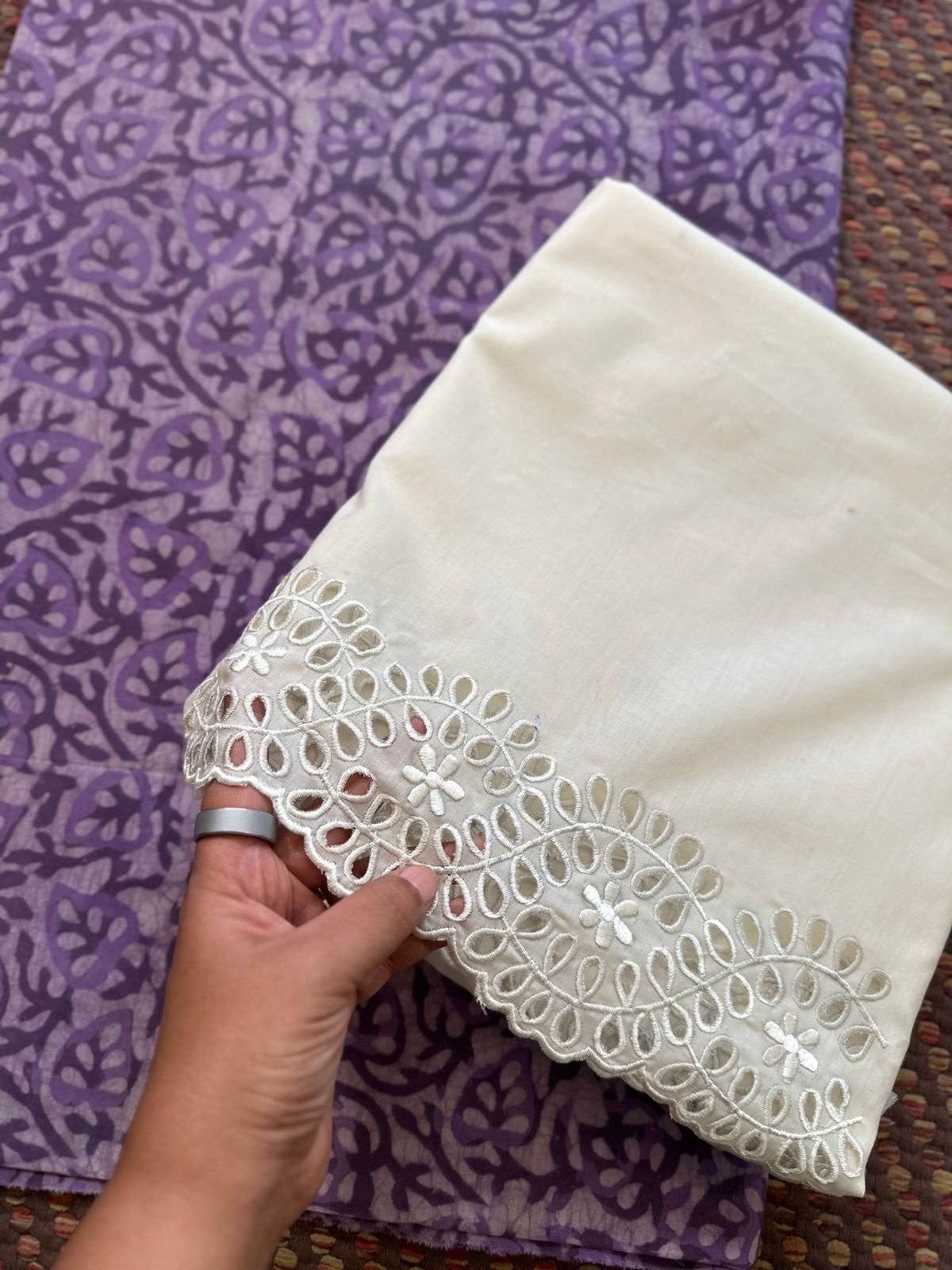 Premium Cotton Embroidered Unstitched Set