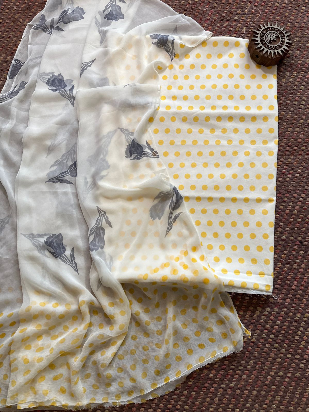 Pure Cotton Unstitched Set with Chiffon Dupatta