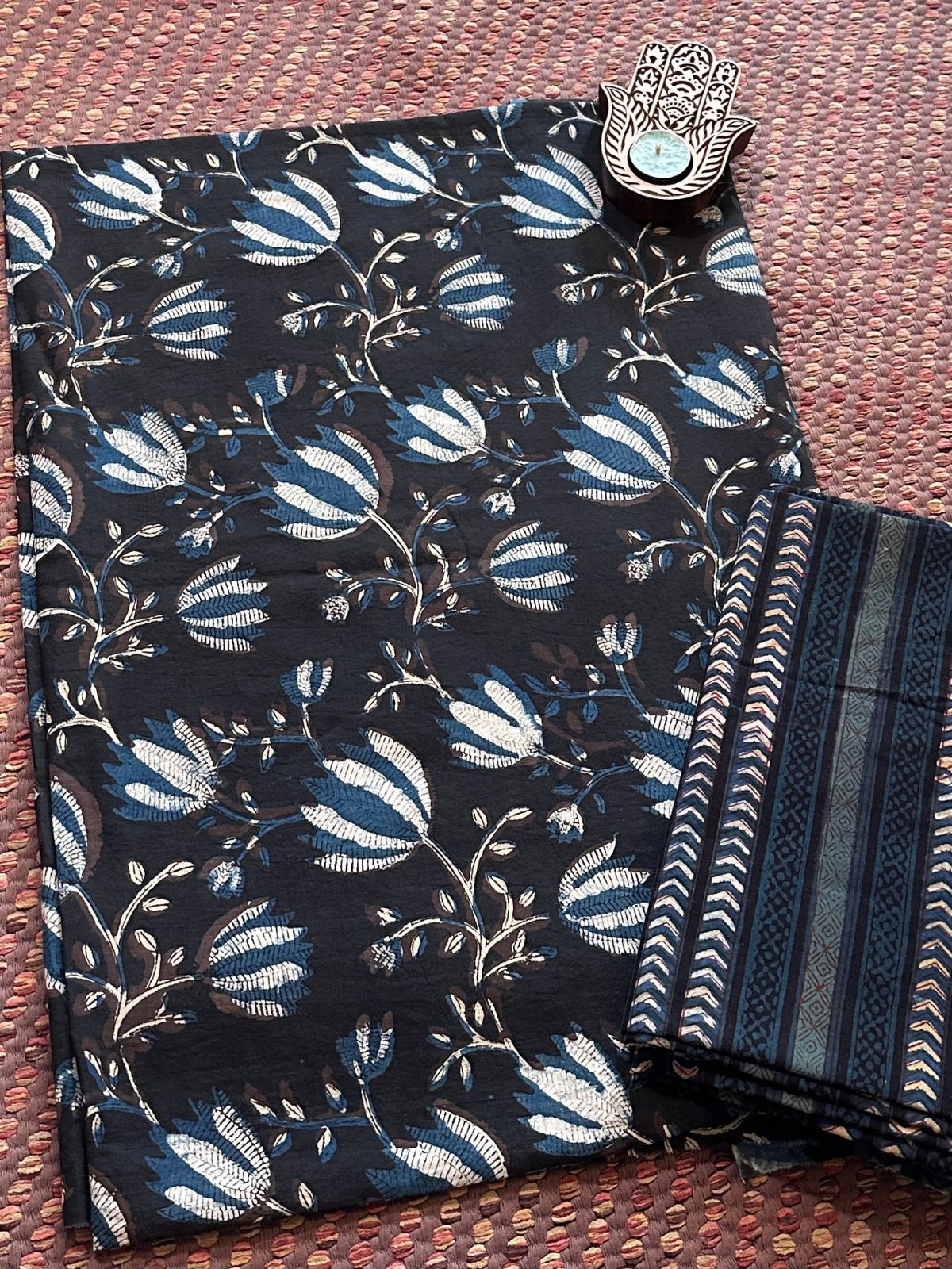 Pure Cotton Vegetable Dyed Fabric Set- Top & Bottom