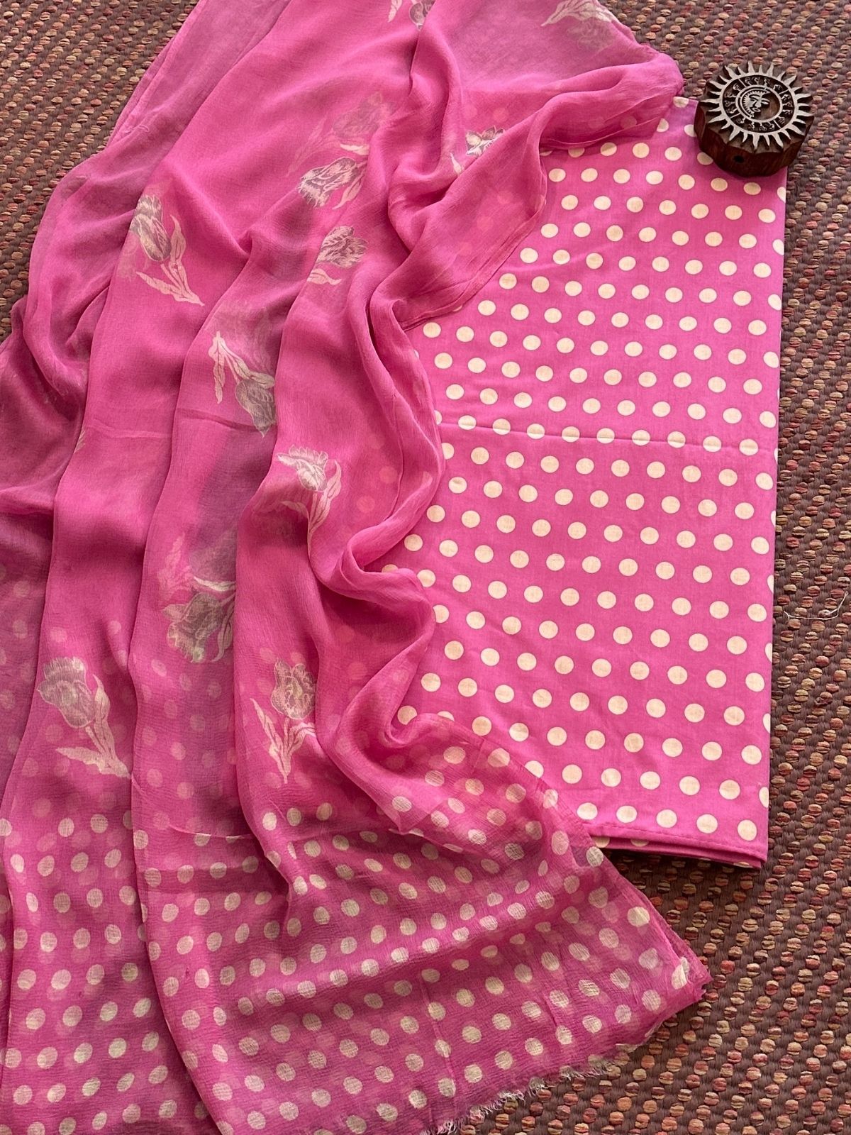 Pure Cotton Unstitched Set with Chiffon Dupatta