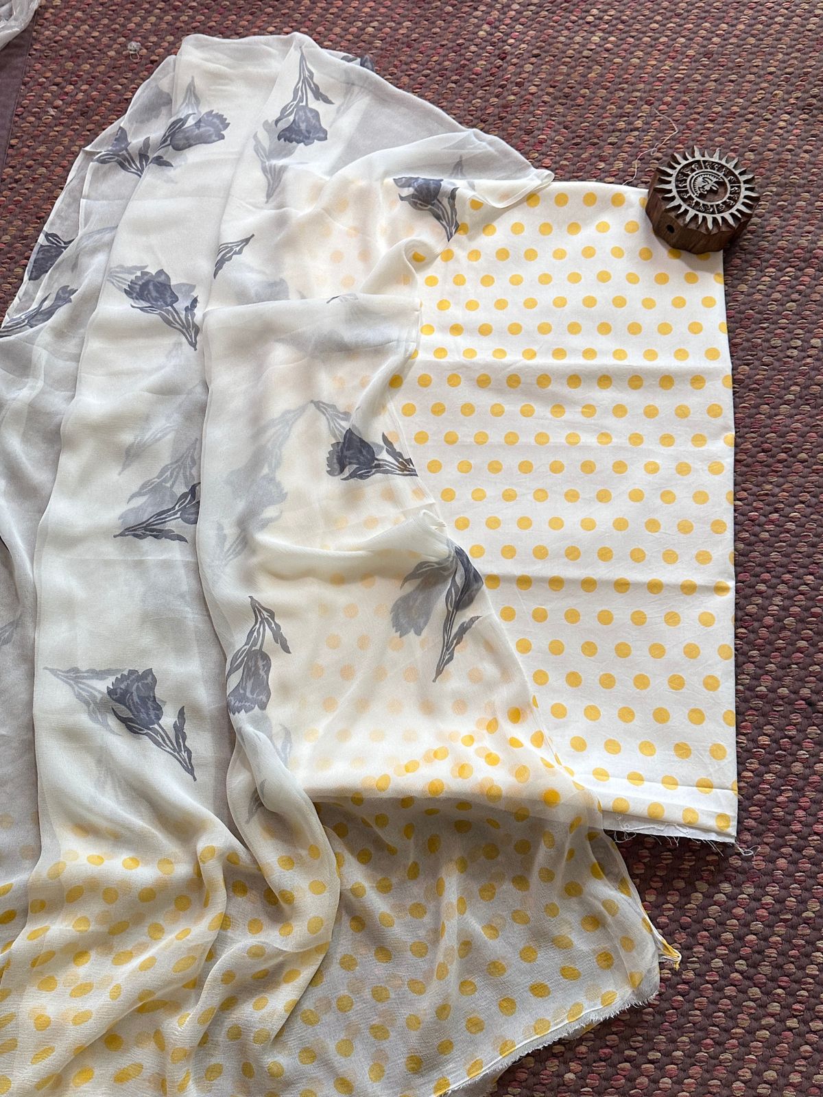 Pure Cotton Unstitched Set with Chiffon Dupatta