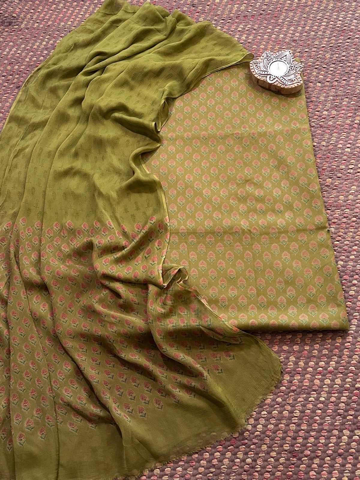 Spun Block Printed Unstitched Set