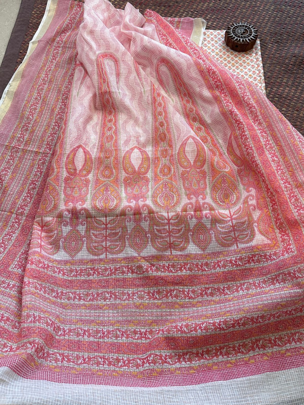Pure Cotton Unstitched Set with Kota Dupatta