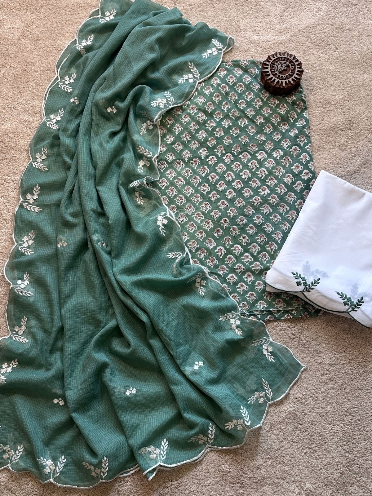 Misty Green Hand-blocked Set