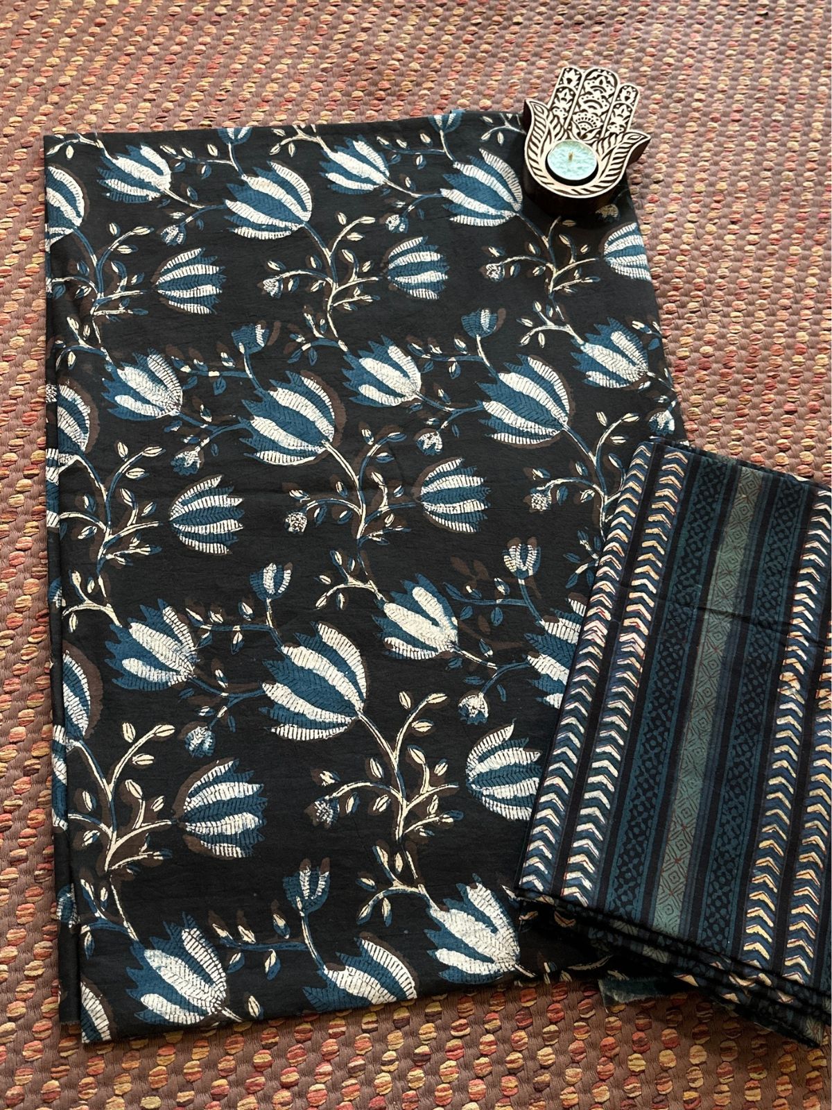 Pure Cotton Vegetable Dyed Fabric Set- Top & Bottom