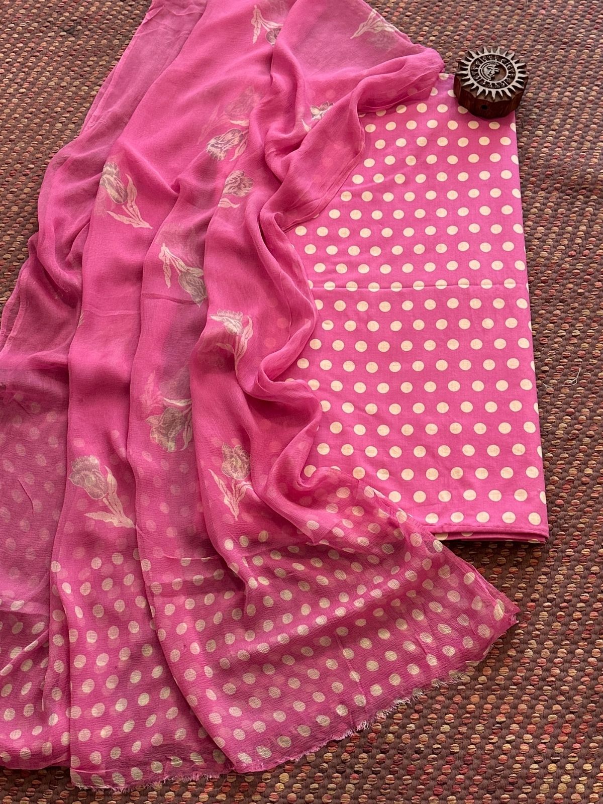 Pure Cotton Unstitched Set with Chiffon Dupatta