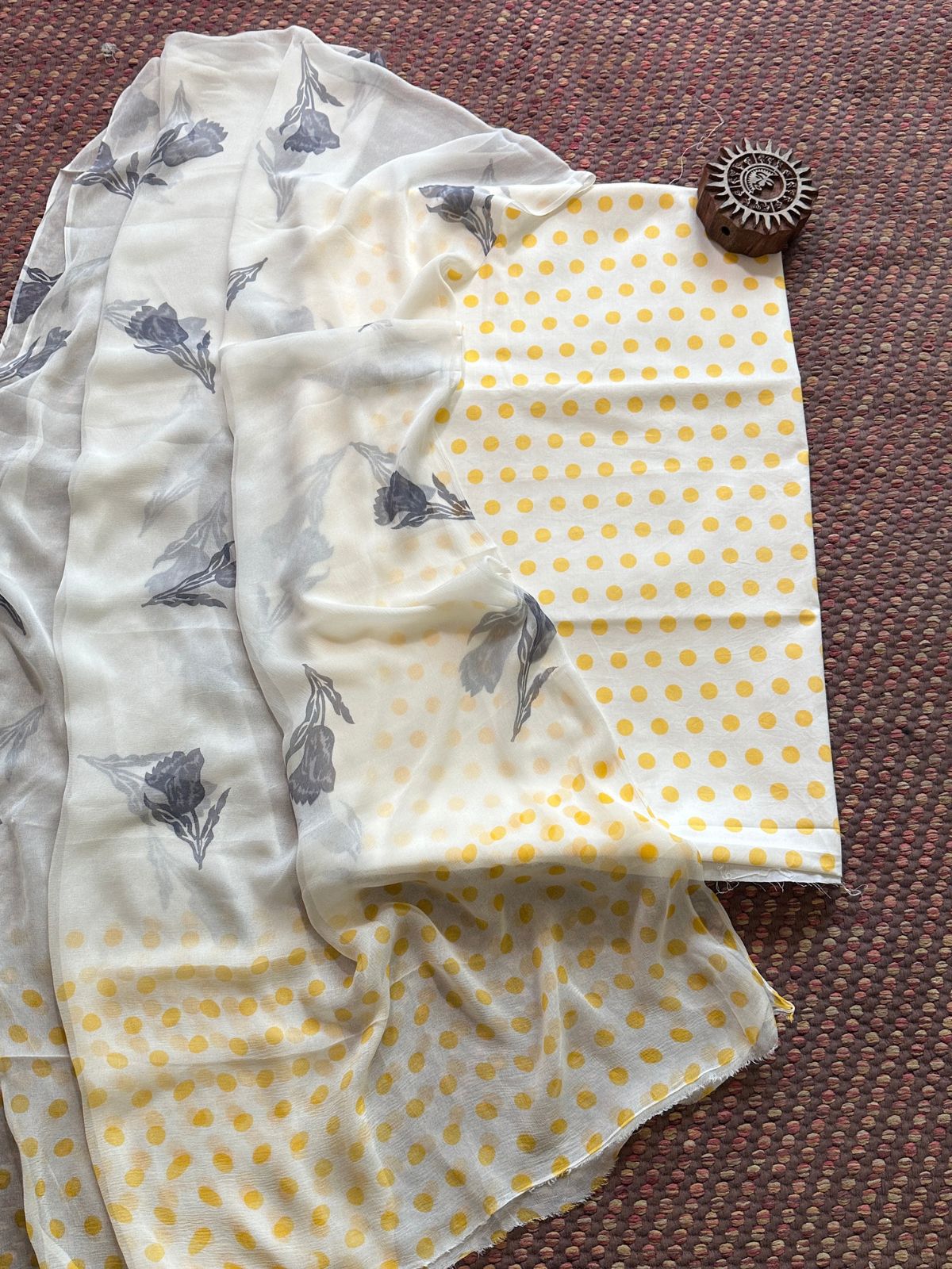 Pure Cotton Unstitched Set with Chiffon Dupatta