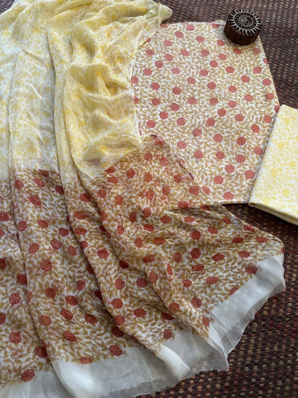 Pure Cotton Unstitched Set with Chiffon Dupatta