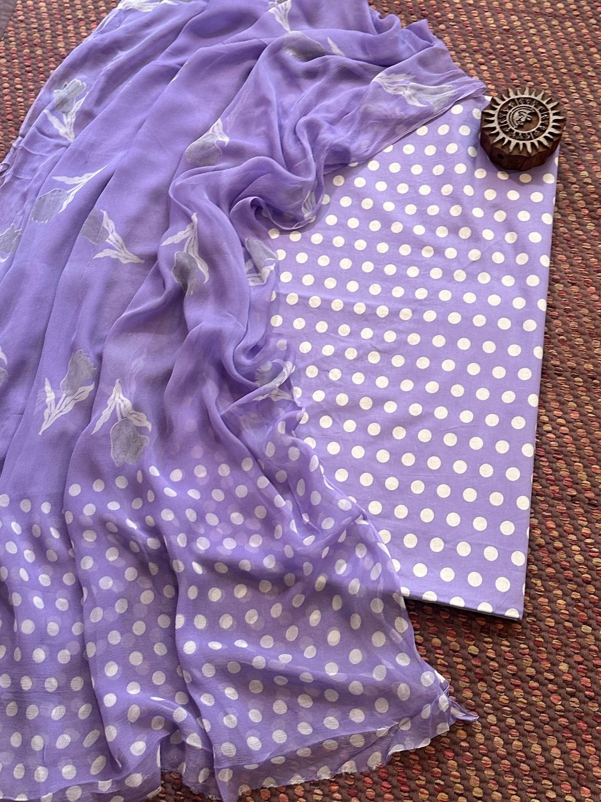 Pure Cotton Unstitched Set with Chiffon Dupatta
