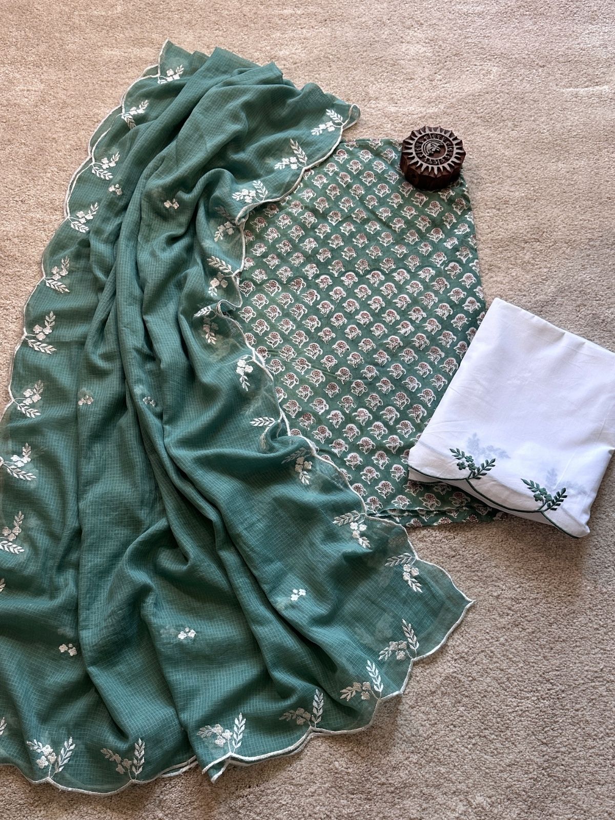 Misty Green Hand-blocked Set