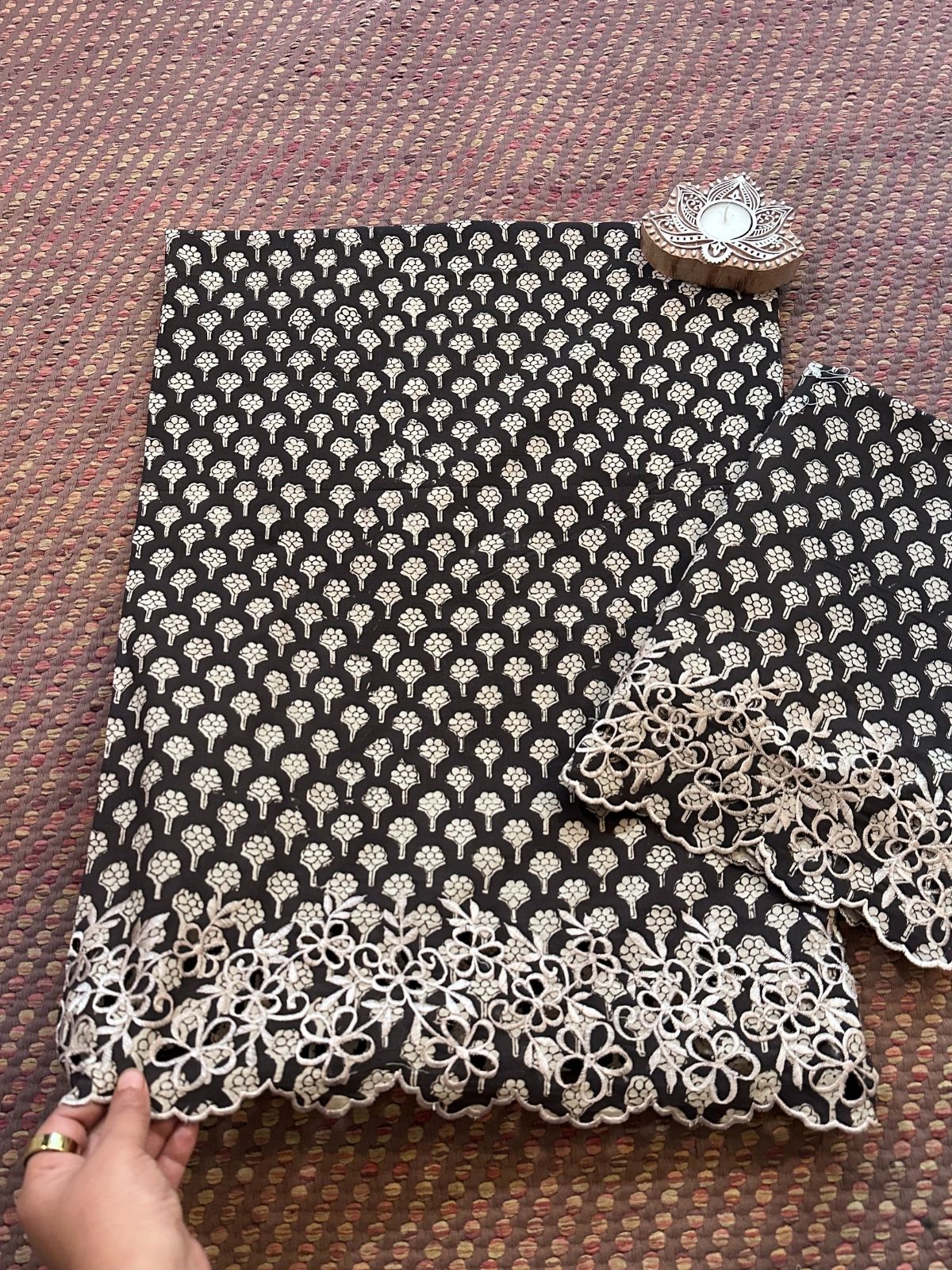 Pure Cotton Hand-blocked Cutwork Co-ord Set