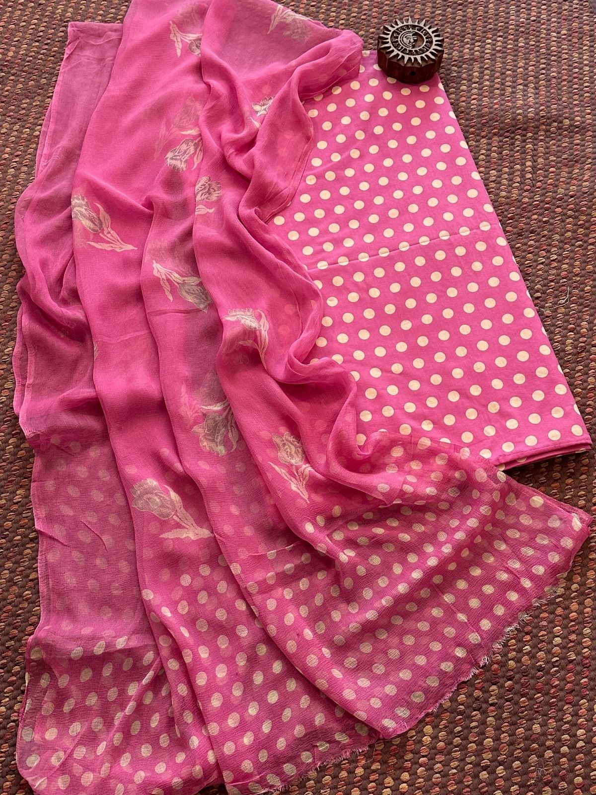 Pure Cotton Unstitched Set with Chiffon Dupatta