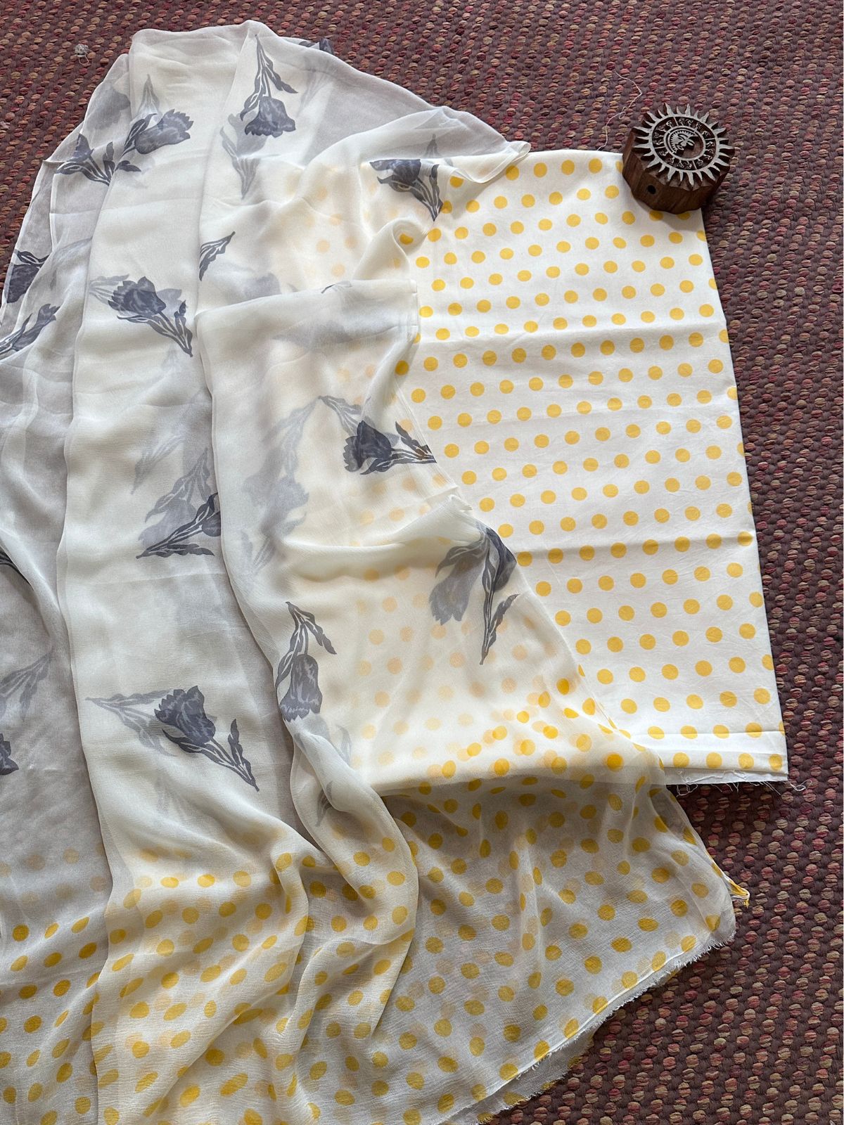 Pure Cotton Unstitched Set with Chiffon Dupatta