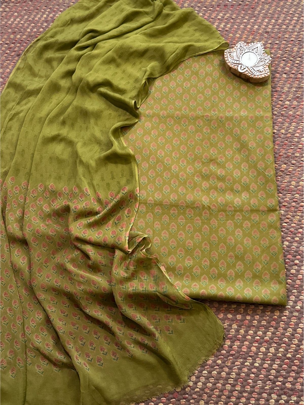 Spun Block Printed Unstitched Set