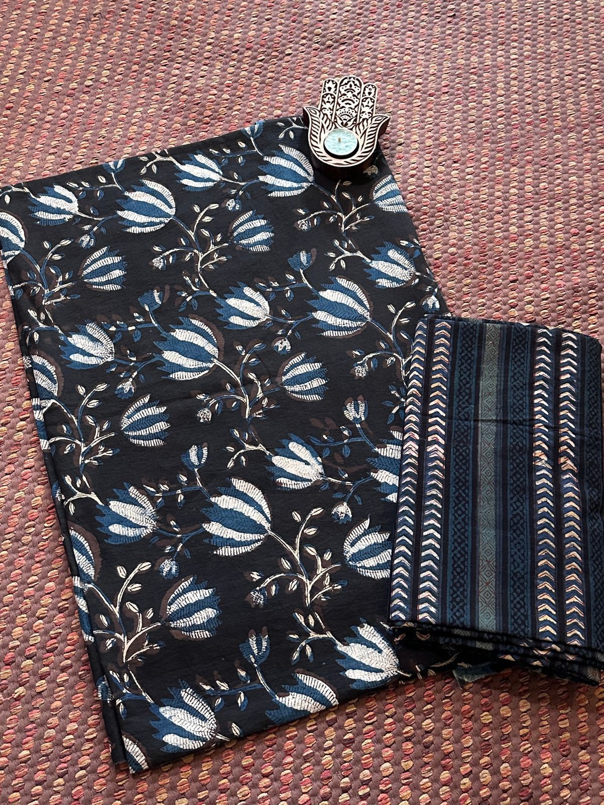 Pure Cotton Vegetable Dyed Fabric Set- Top & Bottom