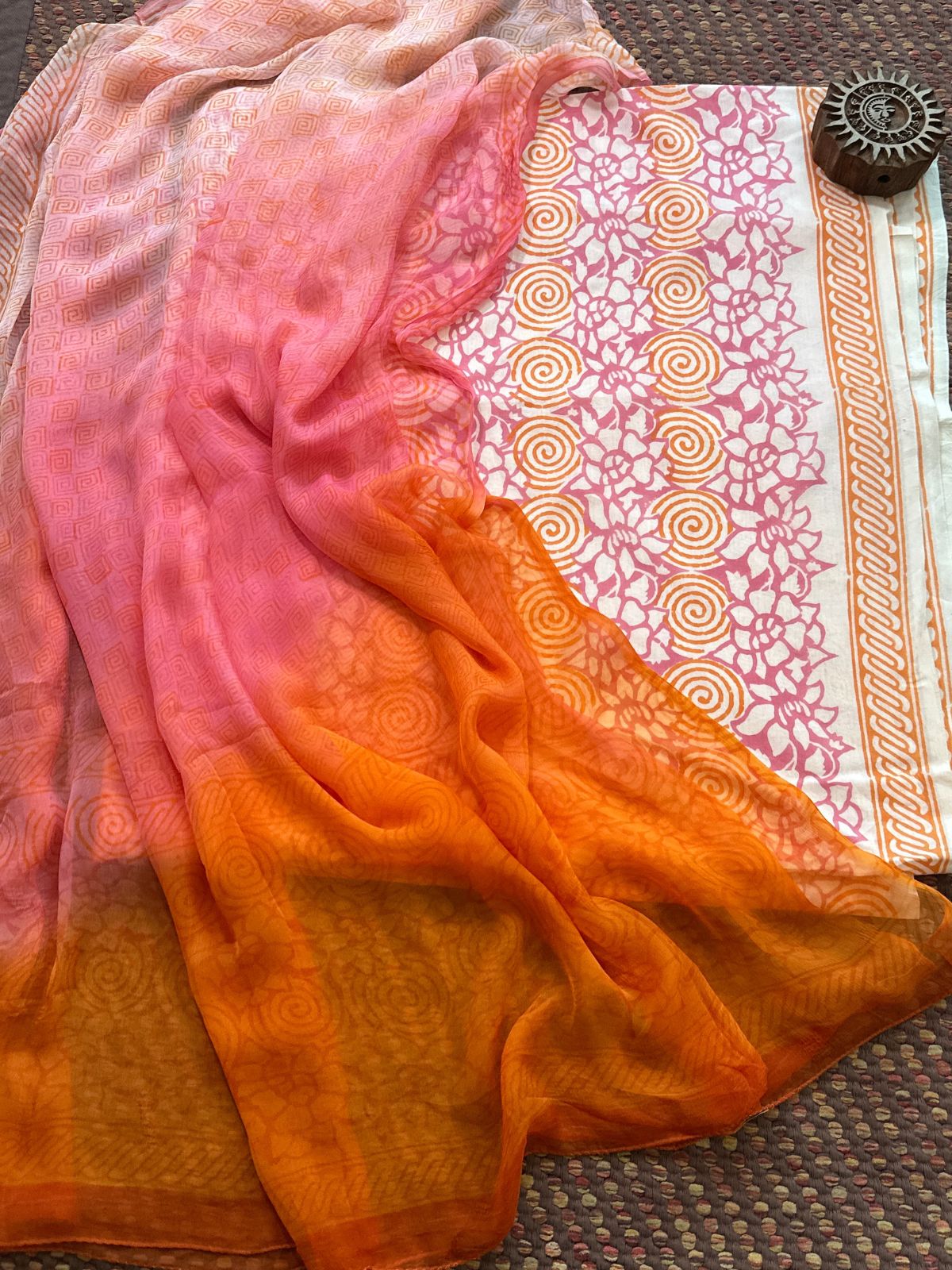 Pure Cotton Unstitched Set with pure chiffon Dupatta