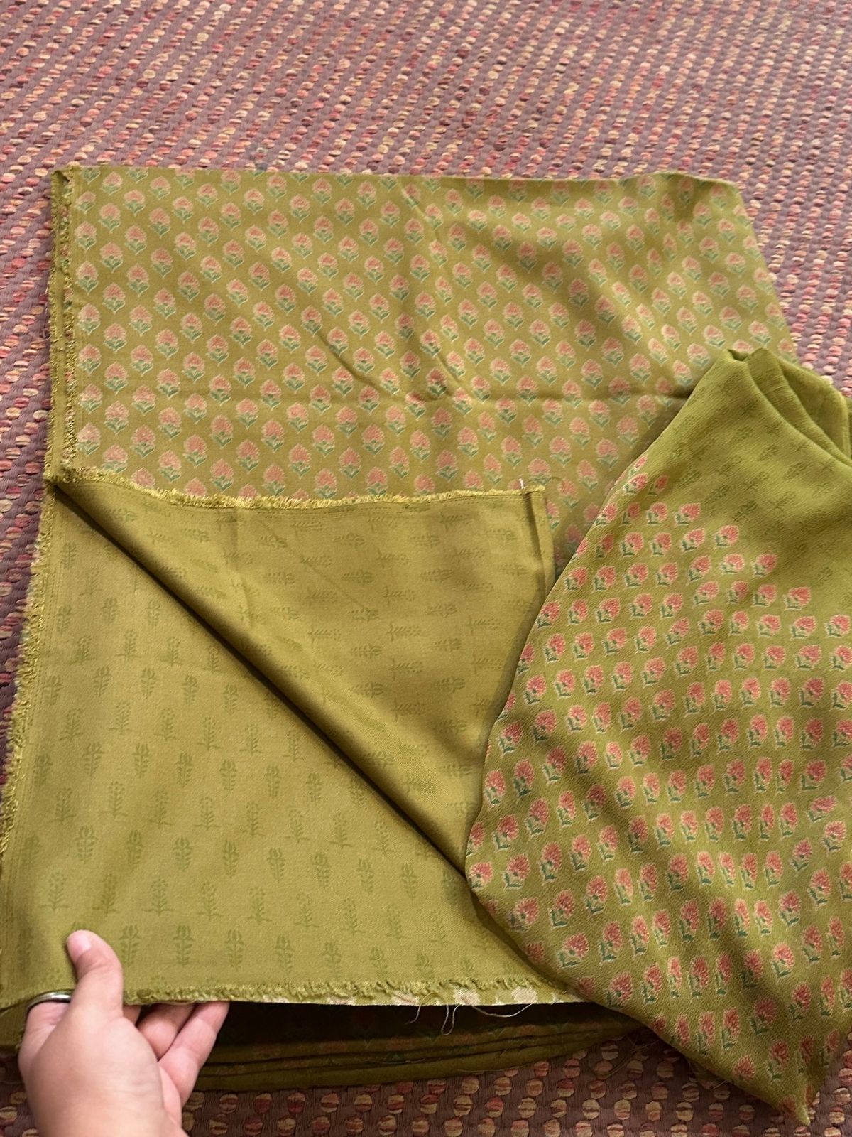 Spun Block Printed Unstitched Set