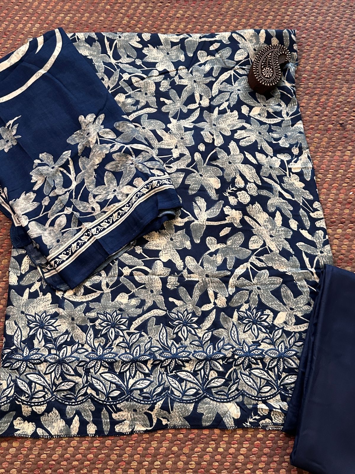 Spun Block Printed Unstitched Set