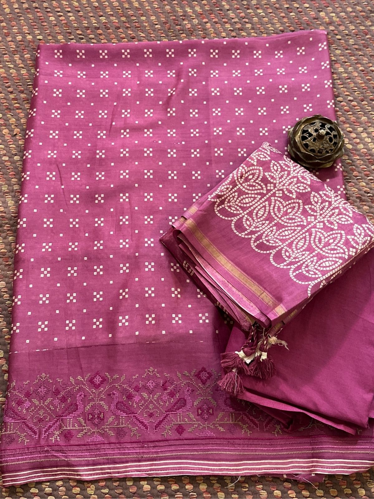 Premium Maheshwari Silk Unstitched Set
