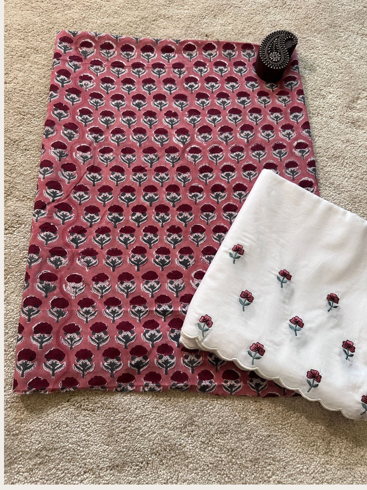 Gulbarg Combo Set- Sanganeri Fabric & Embroidered Bottom