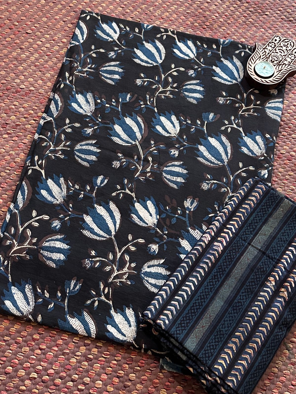 Pure Cotton Vegetable Dyed Fabric Set- Top & Bottom