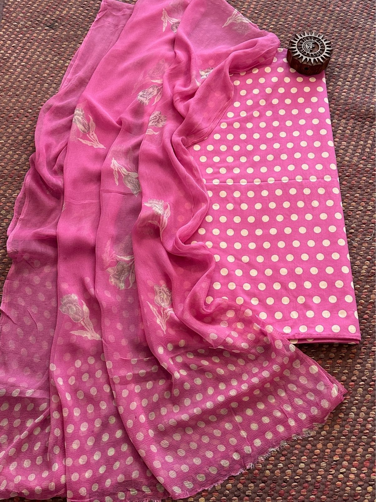 Pure Cotton Unstitched Set with Chiffon Dupatta